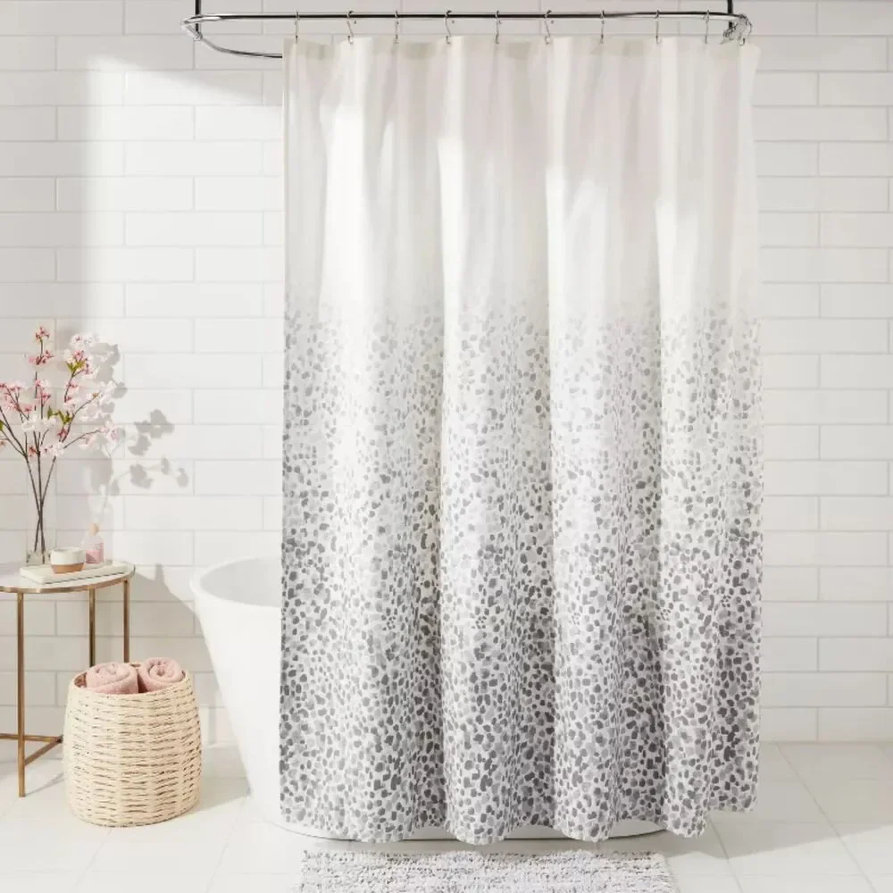 Leopard Glam Home Bath Shower Curtain Ombre Gray - Threshold 100% Cotton, Woven
